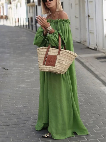 Women's Sexy Pleated Off-Shoulder Oversize Dress-serendiple.com