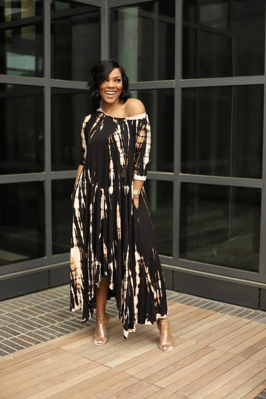 💃Loose Graffiti Tie-Dye Pocket Midi Dress(Buy 2 Free Shipping)-serendiple.com
