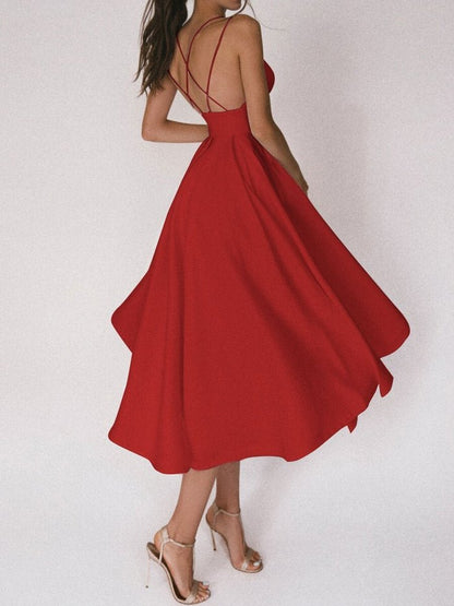 🍀summer sale🍀Elegant strappy V-neck dress-serendiple.com